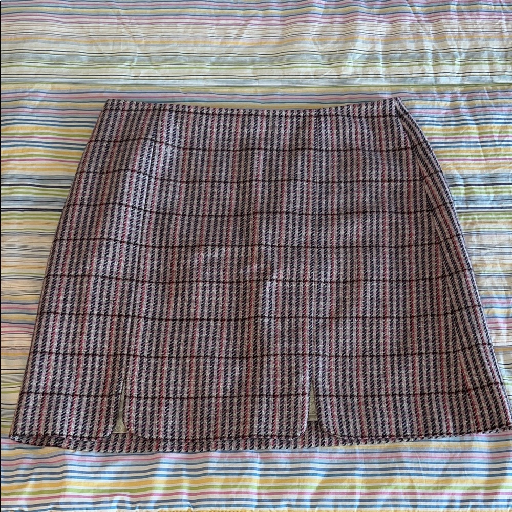 Boden British Tweed by Moon Purple Pink Plaid Wool Skirt 10 EUC